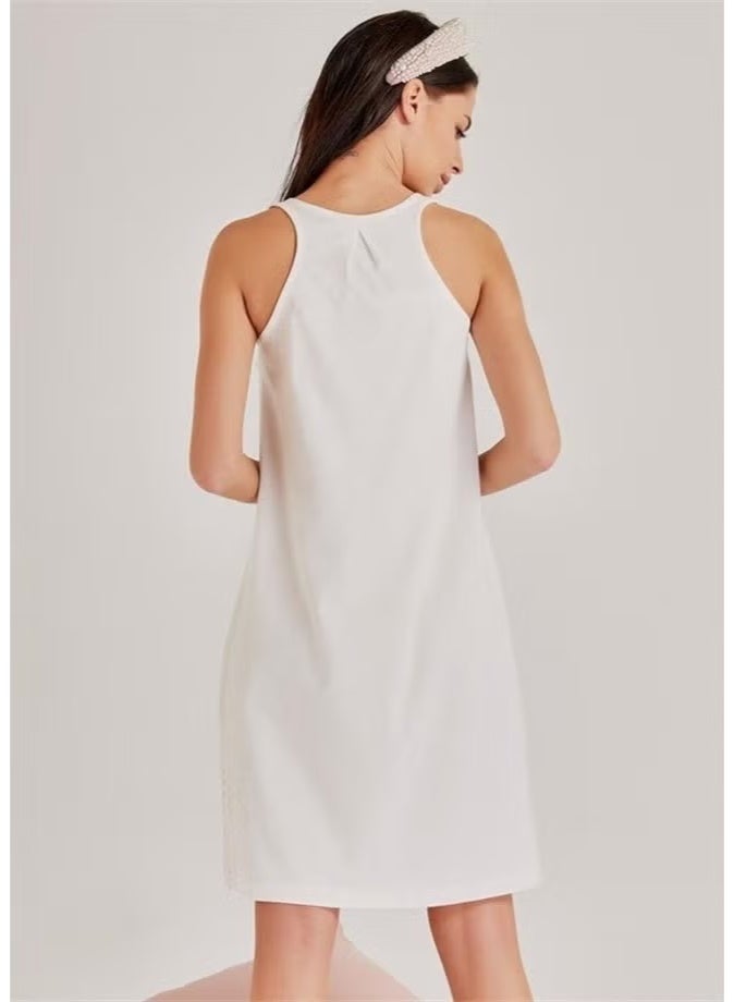 Magic Form 30108 Self-Embroidery Patterned Dressing Gown and Nightgown Set - Ecru - Image 2